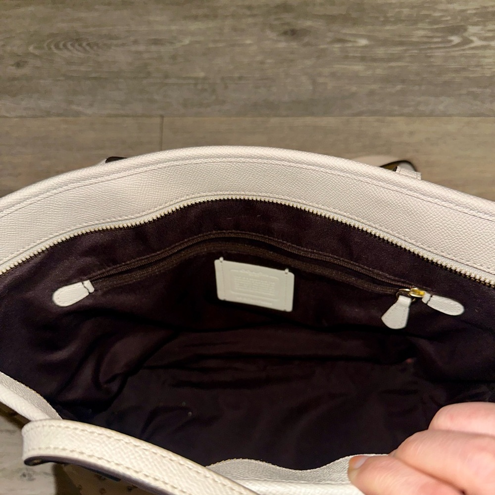 Coach White Leather Tote with Gold Star & Stud Accents - Picture 5 of 6